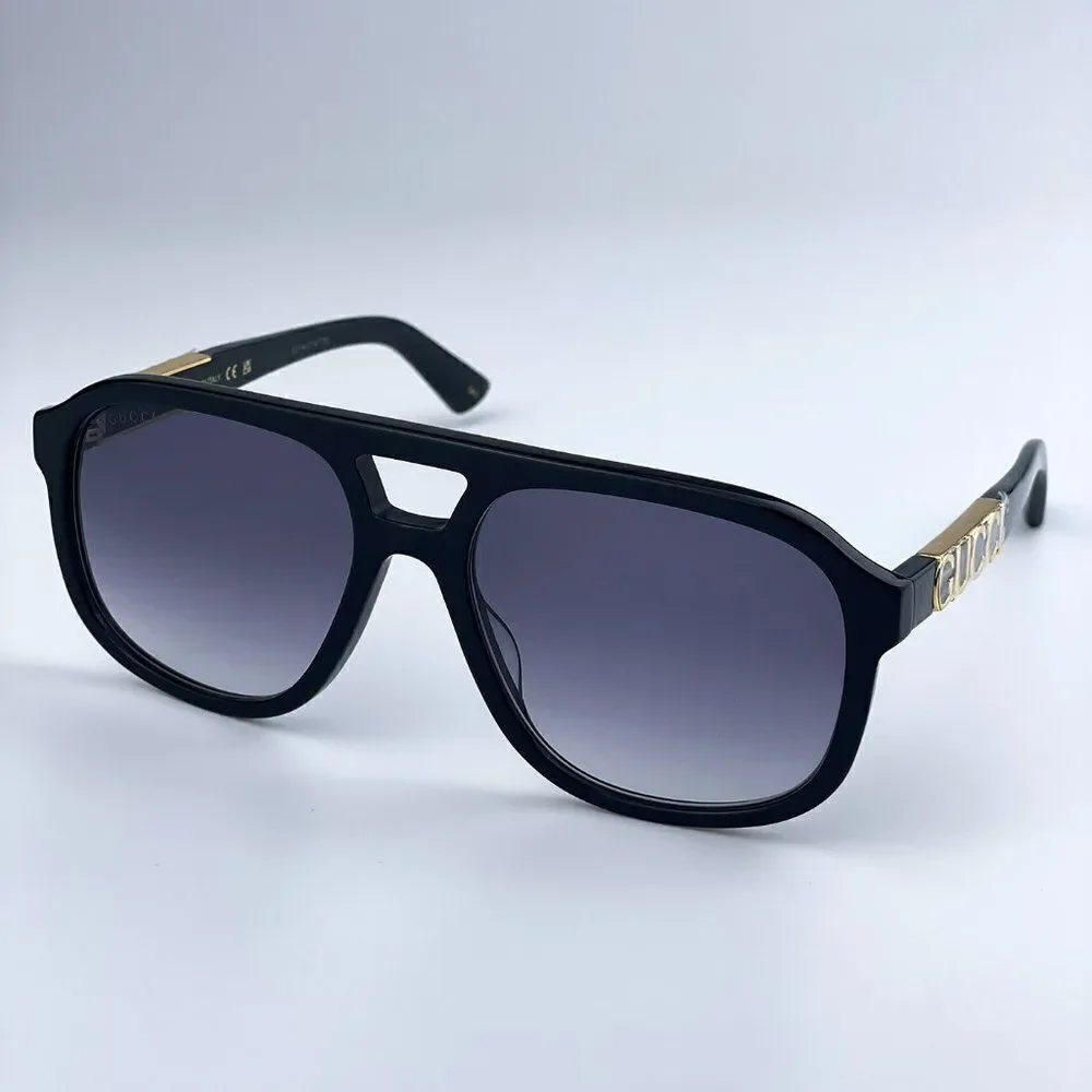NEW Gucci GG1188S 002 Black Grey Gradient Pilot Unisex Sunglasses